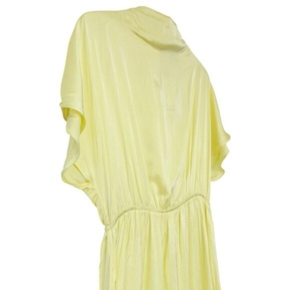 NWT & Other Stories Butter Yellow Asymmetric High Neck Satin Midi Dress Size 10 - Picture 4 of 10